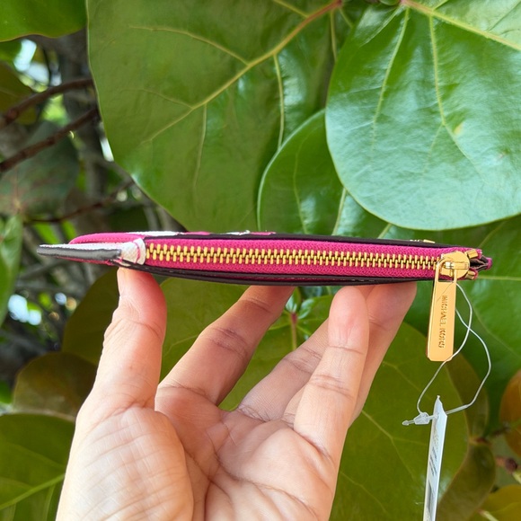 Michael Kors Jet Set Top Zip Card Case Wallet Electric Pink Multi - Picture 10 of 12